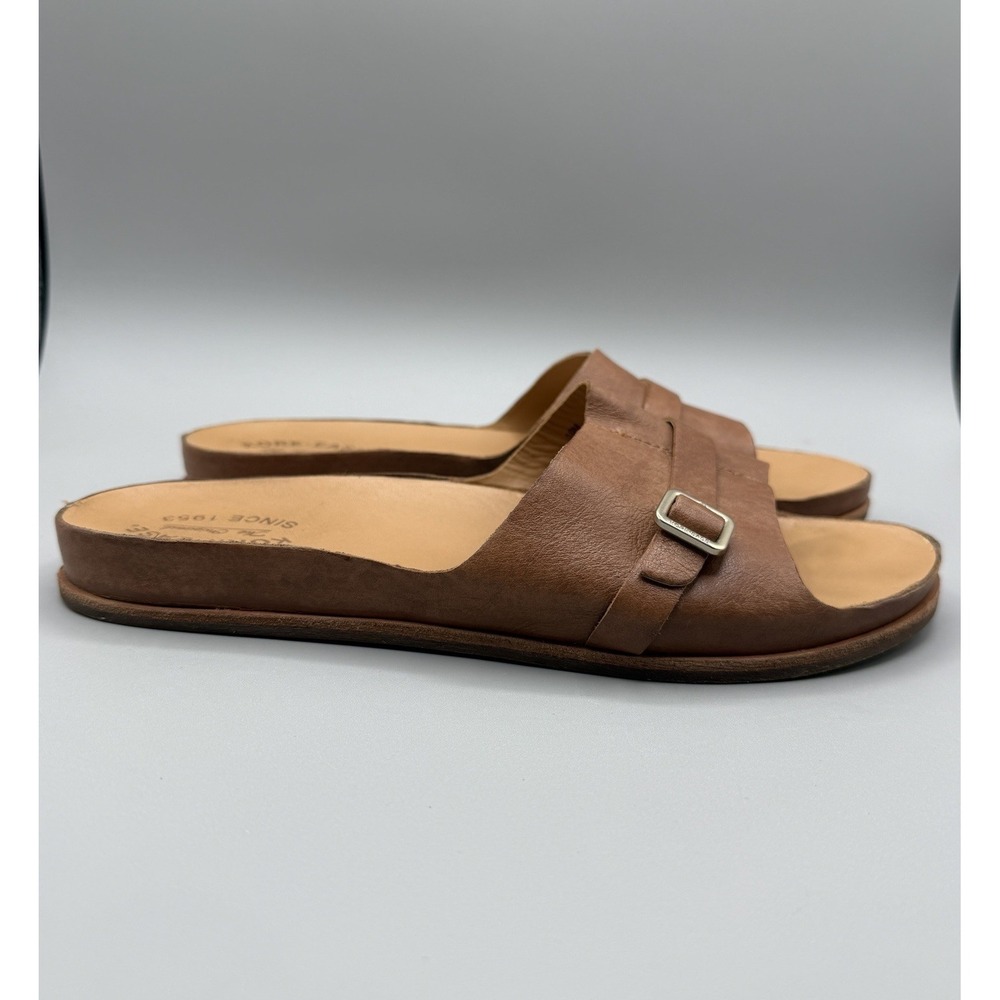 Kork-Ease Downey Brown Tan Leather‎ Buckle Strap 1" Slide Sandal Size US 10M